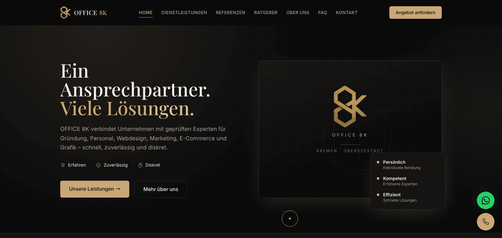 Screenshot of the Office 8K website