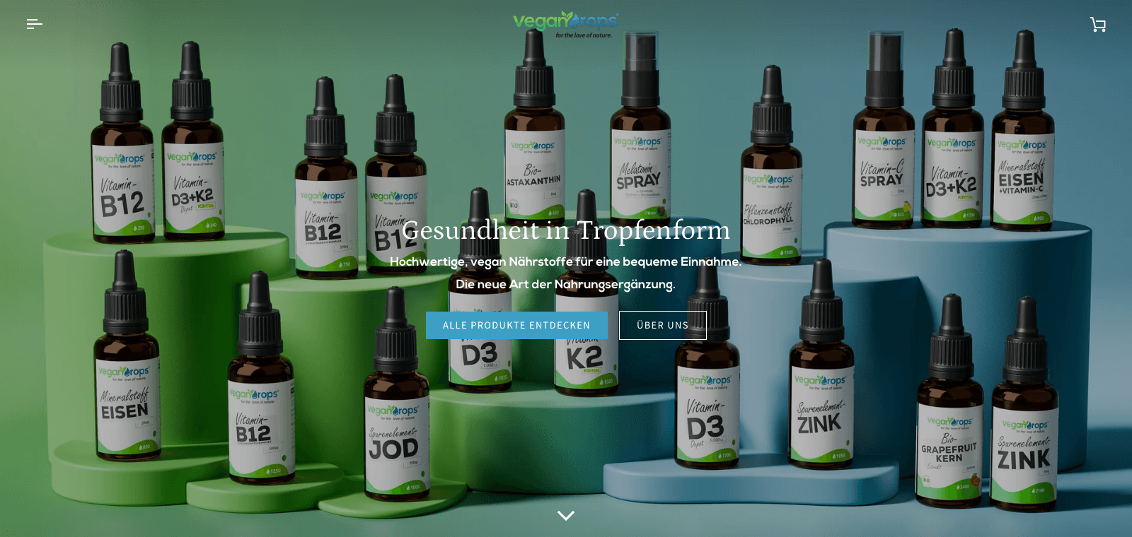 Screenshot der Website von Vegan Drops